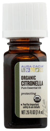 Aura Cacia: Organic Citronella Pure Essential Oil, 0.25 Oz - RubertOrganics