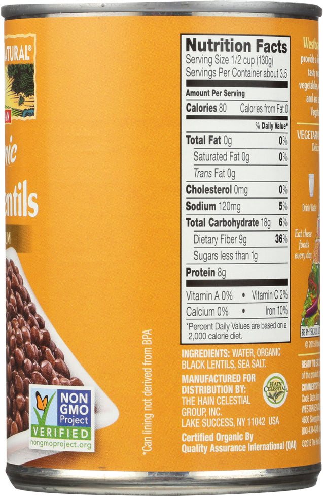 Westbrae: Organic Black Lentils, 15 Oz