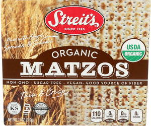 Streits: Organic Flour And Water Matzo, 11 Oz