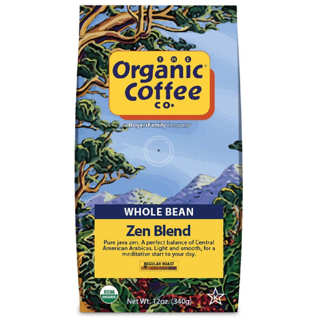 Organic Coffee Co: Organic Whole Bean Zen Blend Coffee, 12 Oz