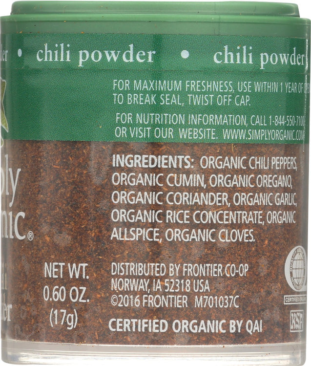 Simply Organic: Chili Powder, 0.6 Oz