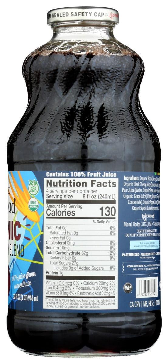 Lakewood: Organic Black Cherry Blend Juice, 32 Oz