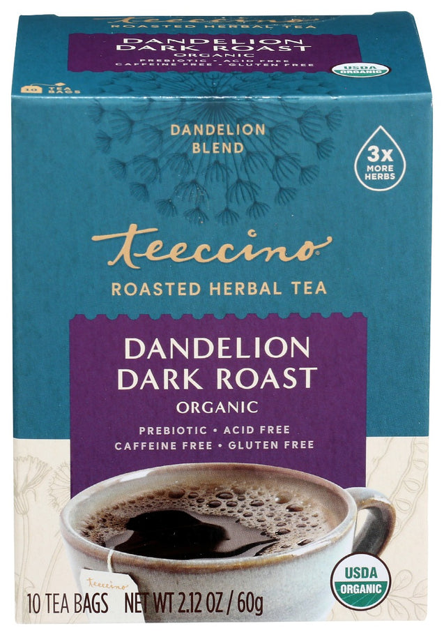 Teeccino: Dandelion Dark Roast Organic Herbal Tea, 10 Ct