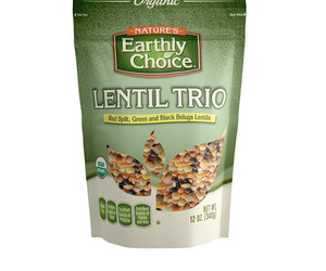 Natures Earthly Choice: Organic Lentil Trio Red Split Green And Black Beluga Lentils, 12 Oz