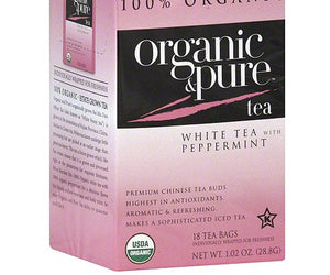 Organic & Pure: Tea White Pprmnt Org, 18 Bg