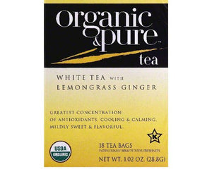 Organic & Pure: Tea Whte Lmngrss Gngr Org, 18 Bg