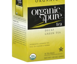Organic & Pure: Tea Green Dcf Org, 18 Bg
