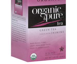 Organic & Pure: Tea Green Jasmn Org, 18 Bg