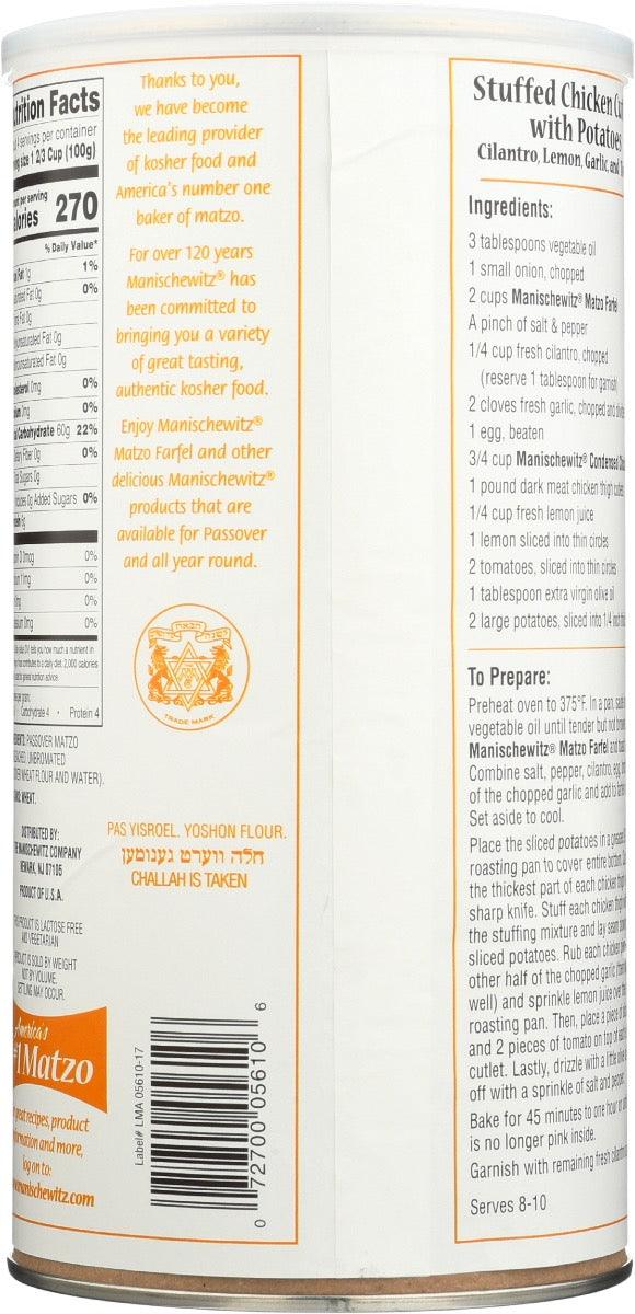 Manischewitz: Matzo Farfel Canister, 14 Oz - RubertOrganics