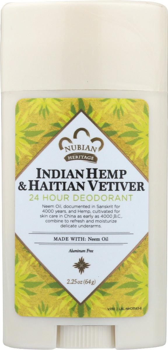 Nubian Heritage: Deodorant Ind Hemp Vetivr, 2.25 Oz - RubertOrganics