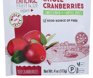 Patience Fruit & Co: Organic Dried Whole Cranberries, 4 Oz