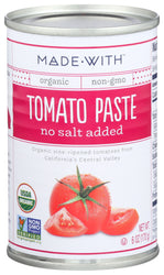 Made With: Organic Tomato Paste No Salt Added, 6 Oz