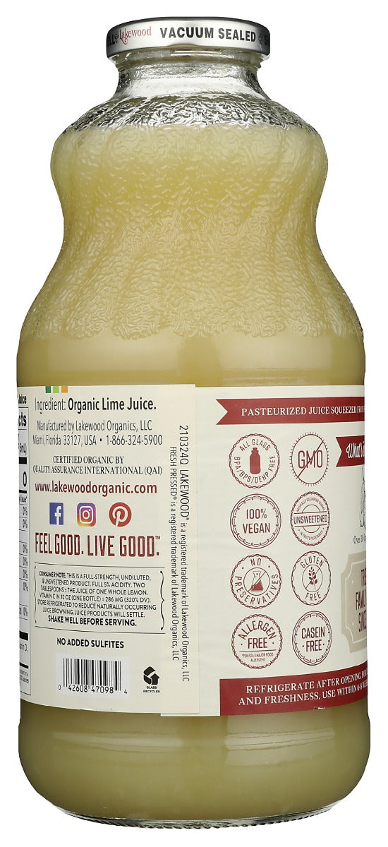 Lakewood: Organic Pure Lime Juice, 32 Oz