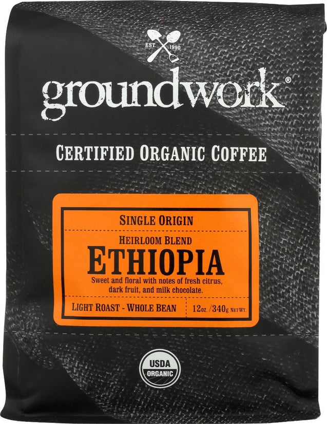 Groundwork Coffee: Coffee Ethiopia Sngle Org, 12 Oz - RubertOrganics