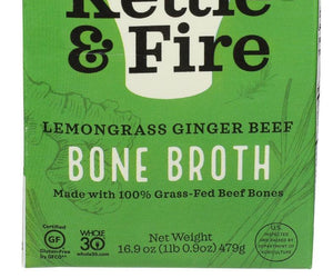 Kettle And Fire: Lemongrass Ginger Beef Bone Broth, 16.9 Fo - RubertOrganics