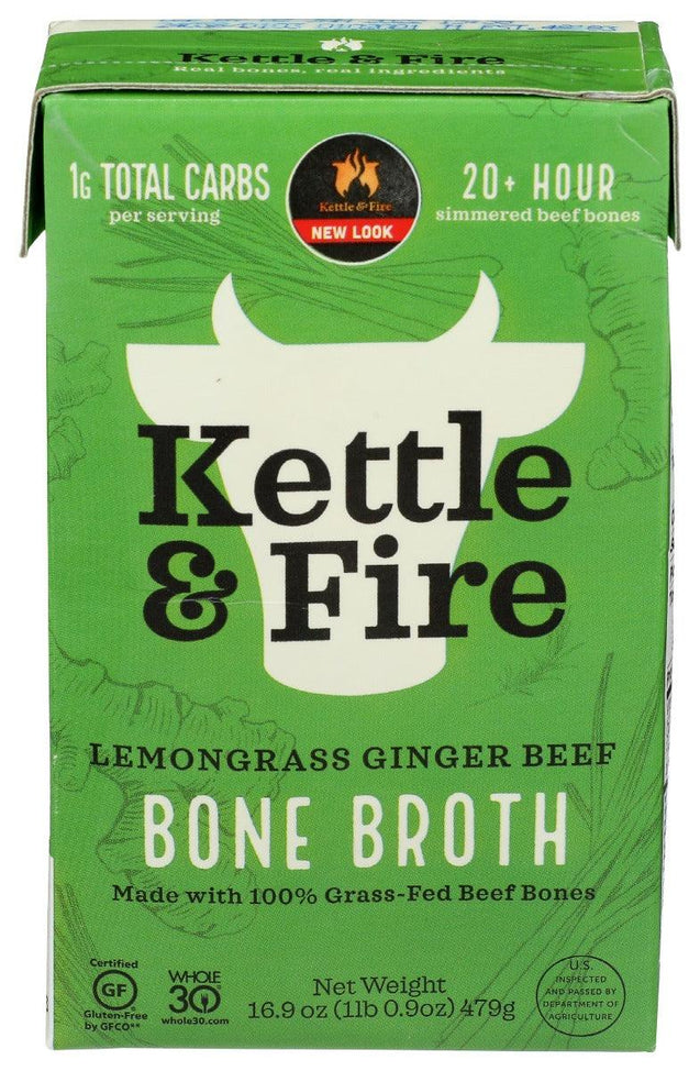 Kettle And Fire: Lemongrass Ginger Beef Bone Broth, 16.9 Fo - RubertOrganics