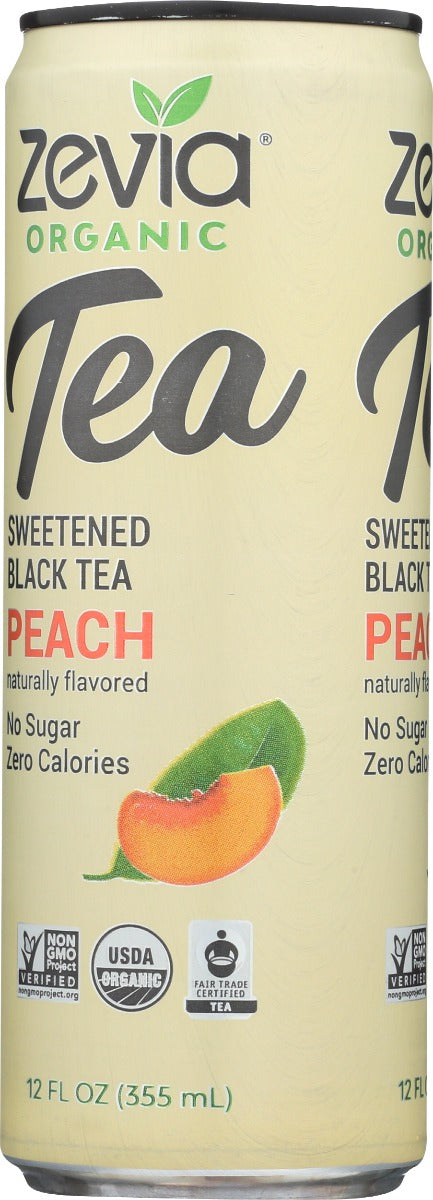 Zevia: Organic Black Tea Peach, 12 Fo