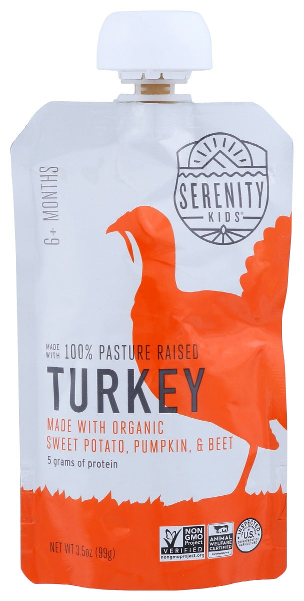 Serenity Kids: Pasture Raised Turkey With Organic Pumpkin & Beets Baby Food, 3.5 Oz