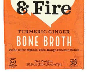 Kettle And Fire: Turmeric Ginger Bone Broth, 16.9 Oz - RubertOrganics