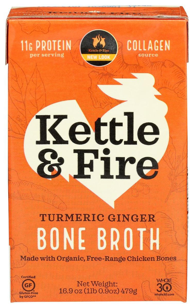 Kettle And Fire: Turmeric Ginger Bone Broth, 16.9 Oz - RubertOrganics