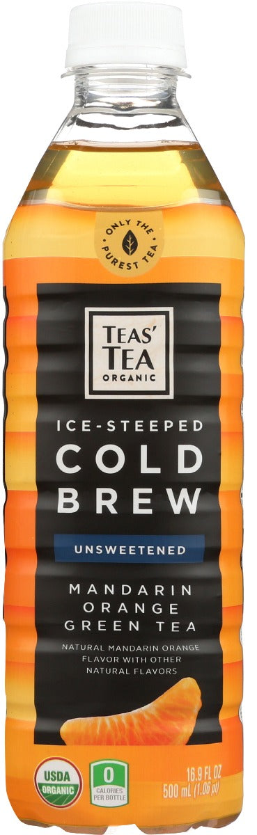 Teas Tea: Organic Ice Steeped Cold Brew Mandarin Orange Green Tea, 16.9 Fo