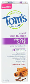 Toms Of Maine: Whole Care Cinnamon Clove Toothpaste, 4 Oz