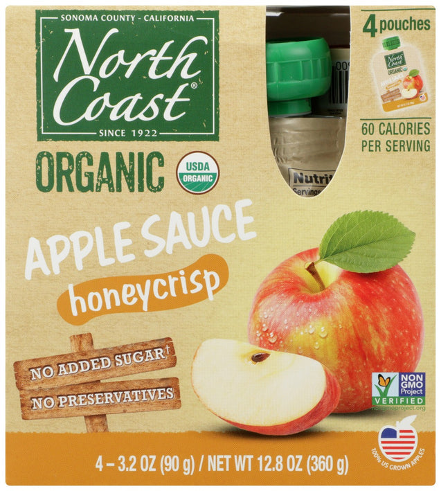 North Coast: Organic Apple Sauce Honeycrisp, 4 Pk