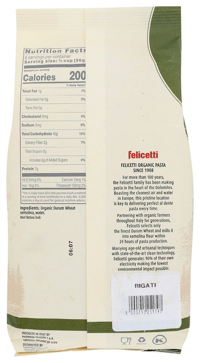 Felicetti Organic: Bronze Cut Rigati, 16 Oz