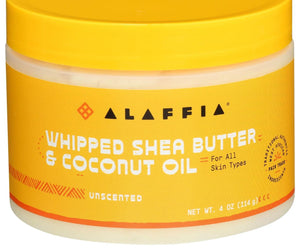 Alaffia: Whipped Shea Butter And Coconut Oil Unscented, 4 Oz - RubertOrganics