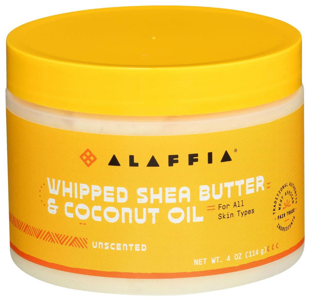Alaffia: Whipped Shea Butter And Coconut Oil Unscented, 4 Oz - RubertOrganics