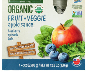 North Coast: Organic Apple Sauce Blueberry Spinach Kale Flavor, 4 Ea