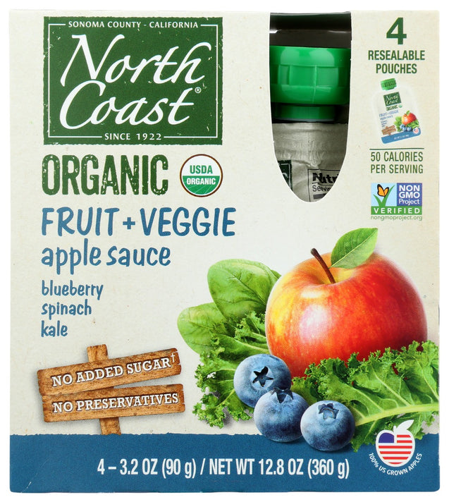 North Coast: Organic Apple Sauce Blueberry Spinach Kale Flavor, 4 Ea