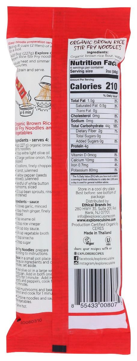 Explore Cuisine: Organic Brown Rice Stir Fry Noodles, 8 Oz - RubertOrganics