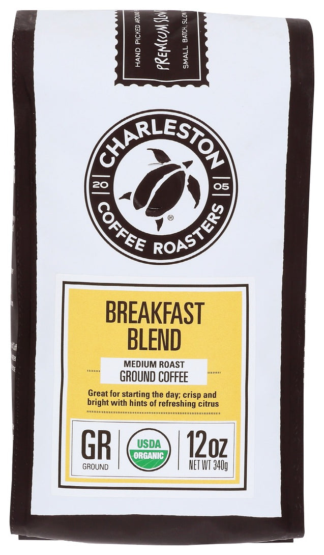 Charleston Coffee Roasters: Organic Breakfast Blend Medium Roast Ground Coffee, 12 Oz