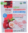 Patience Fruit & Co: No Added Sugar Organic Dried Cranberries, 4 Oz