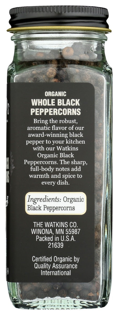 Watkins: Organic Whole Black Peppercorns, 2.6 Oz