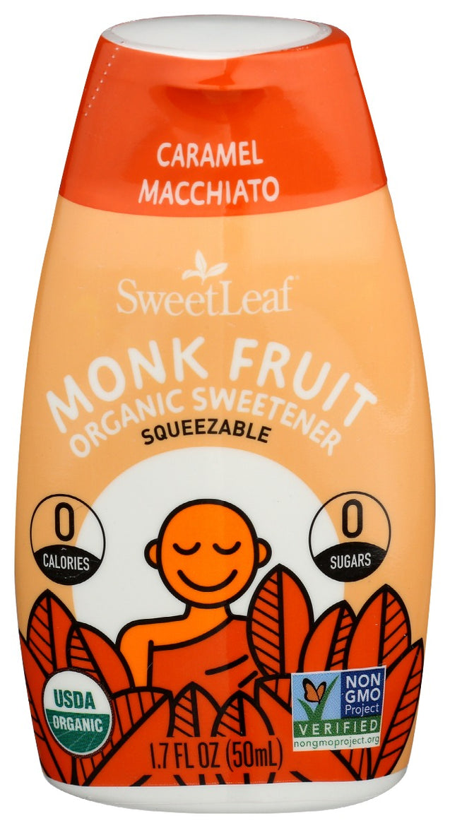 Sweetleaf Stevia: Monk Fruit Organic Sweetener Caramel Macchiato Squeezable, 1.7 Oz