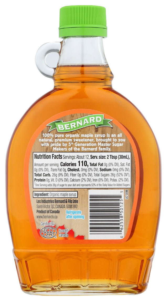 Bernard: Pure Organic Maple Syrup, 12.5 Fo