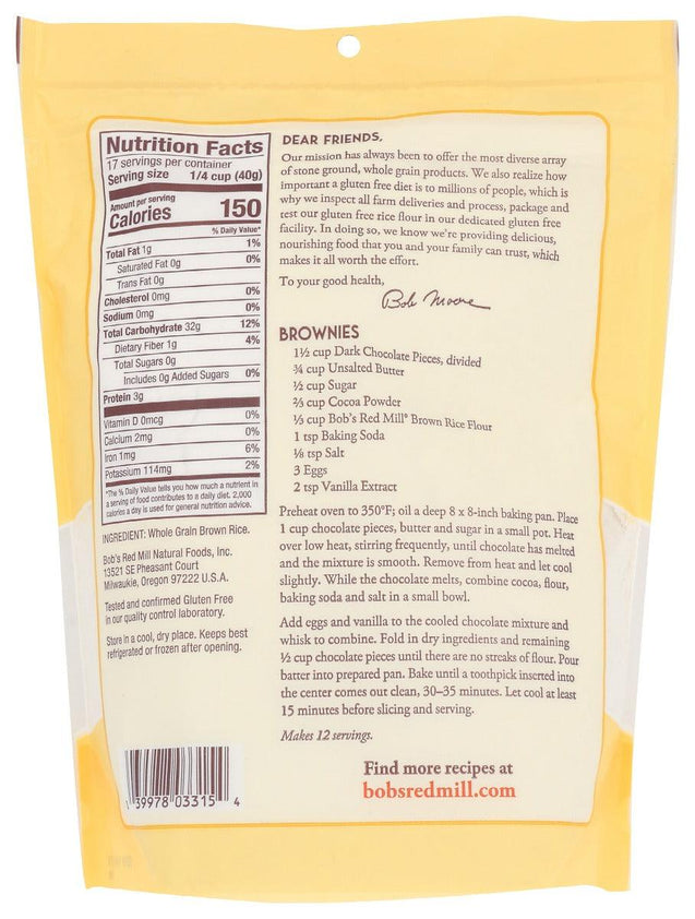 Bobs Red Mill: Flour Brown Rice, 24 Oz - RubertOrganics