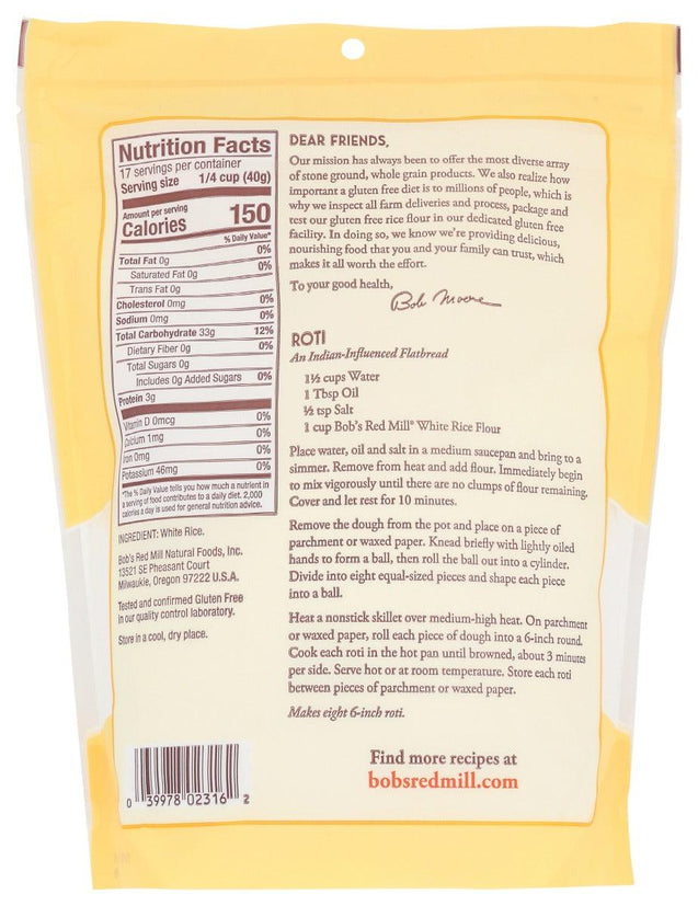 Bobs Red Mill: Flour White Rice, 24 Oz - RubertOrganics