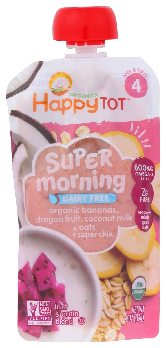 Happy Tot: Organic Banana Dragon Fruit Coconut Milk & Oats Flavor Pouch, 4 Oz