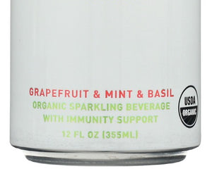 Cloud Water Immunity: Organic Grapefruit & Mint & Basil Sparkling Water, 12 Fo
