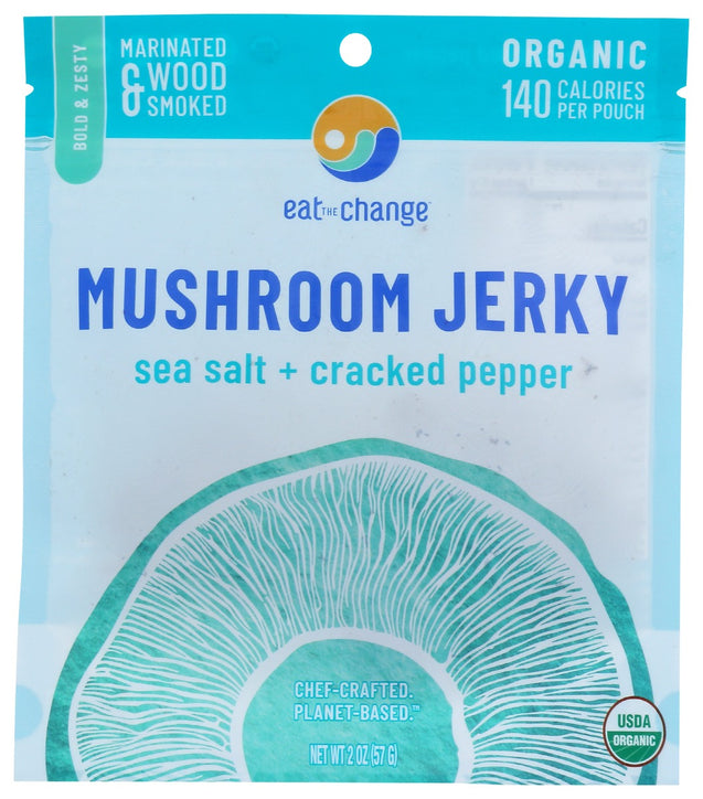 Eat The Change: Organic Sea Salt And Cracked Pepper Mushroom Jerky, 2 Oz