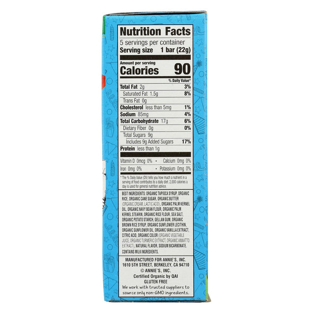 Annies Homegrown: Organic Crispy Birthday Cake Snack Bars, 3.9 Oz