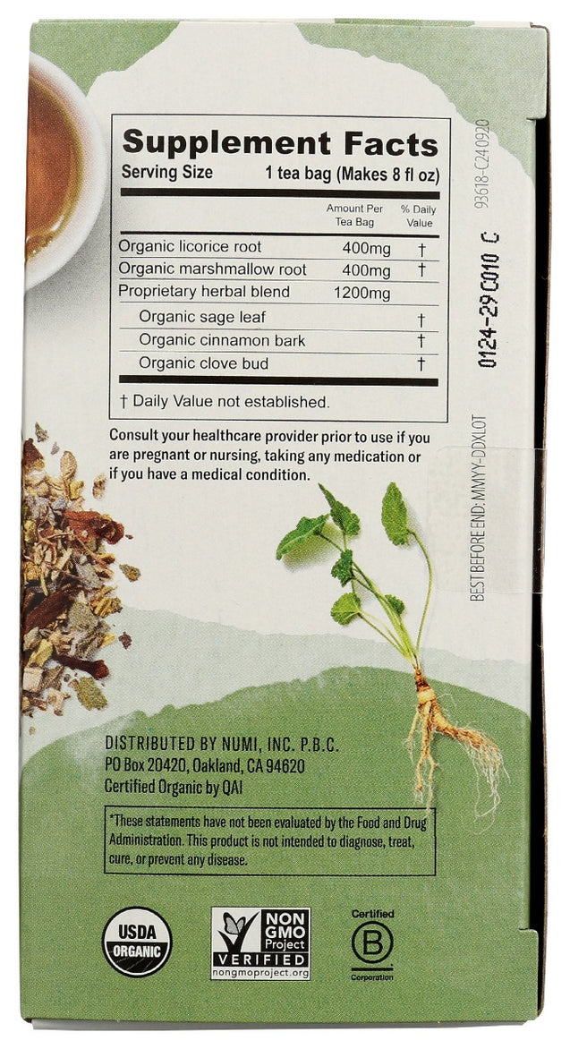 Numi Teas: Organic Throat Soother Tea, 16 Bg