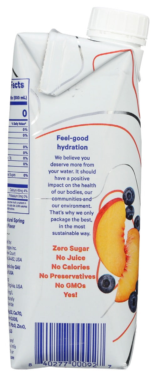 Flow Water: Organic Flavored Peach Plus Blueberry Spring Water, 16.9 Fo