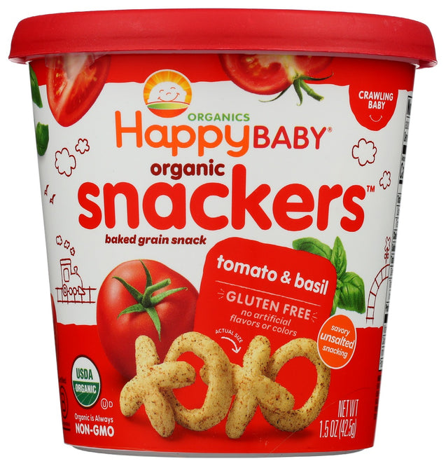 Happy Baby: Organic Snackers Tomato And Basil Baked Grains Snack, 1.5 Oz