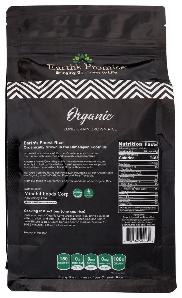 Earth's Promise: Organic Long Grain Brown Rice, 2 Lb - RubertOrganics