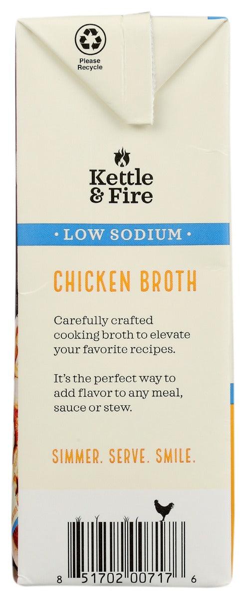 Kettle And Fire: Chicken Low Sodium Cooking Broth, 32 Oz - RubertOrganics