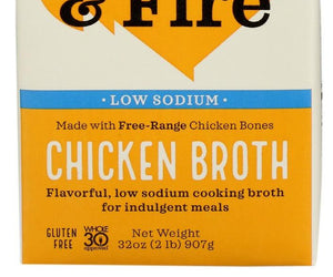 Kettle And Fire: Chicken Low Sodium Cooking Broth, 32 Oz - RubertOrganics